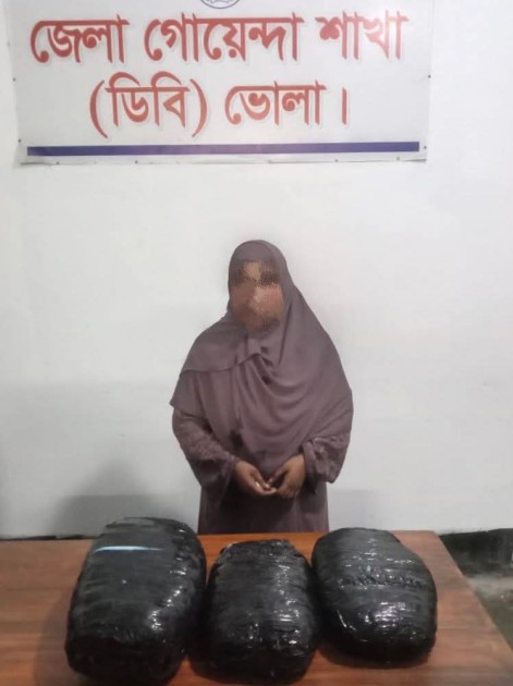 ভোলায় ডিবি পুলিশের অভিযানে ৪ কেজি  গাঁজাসহ আটক-১